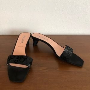 Prada Black Sequin Mules